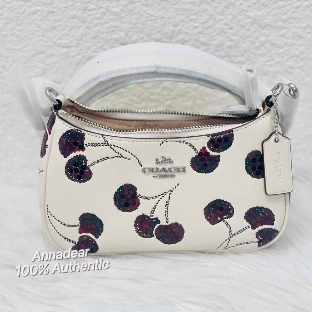 NWT COACH CCZ23 Teri Mini Crossbody Bag With Cherry Print Chalk Multi